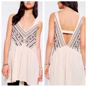 URBAN OUTFITTERS Cream Beaded Mini Dress
